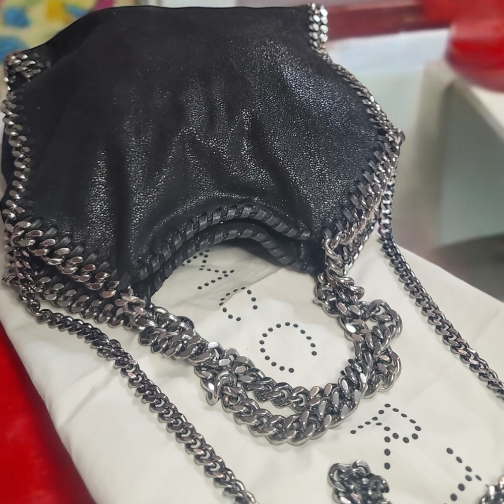 Stella McCartney Black Shaggy Deer Falabella Chain Crossbody Bag - Picture 6 of 16